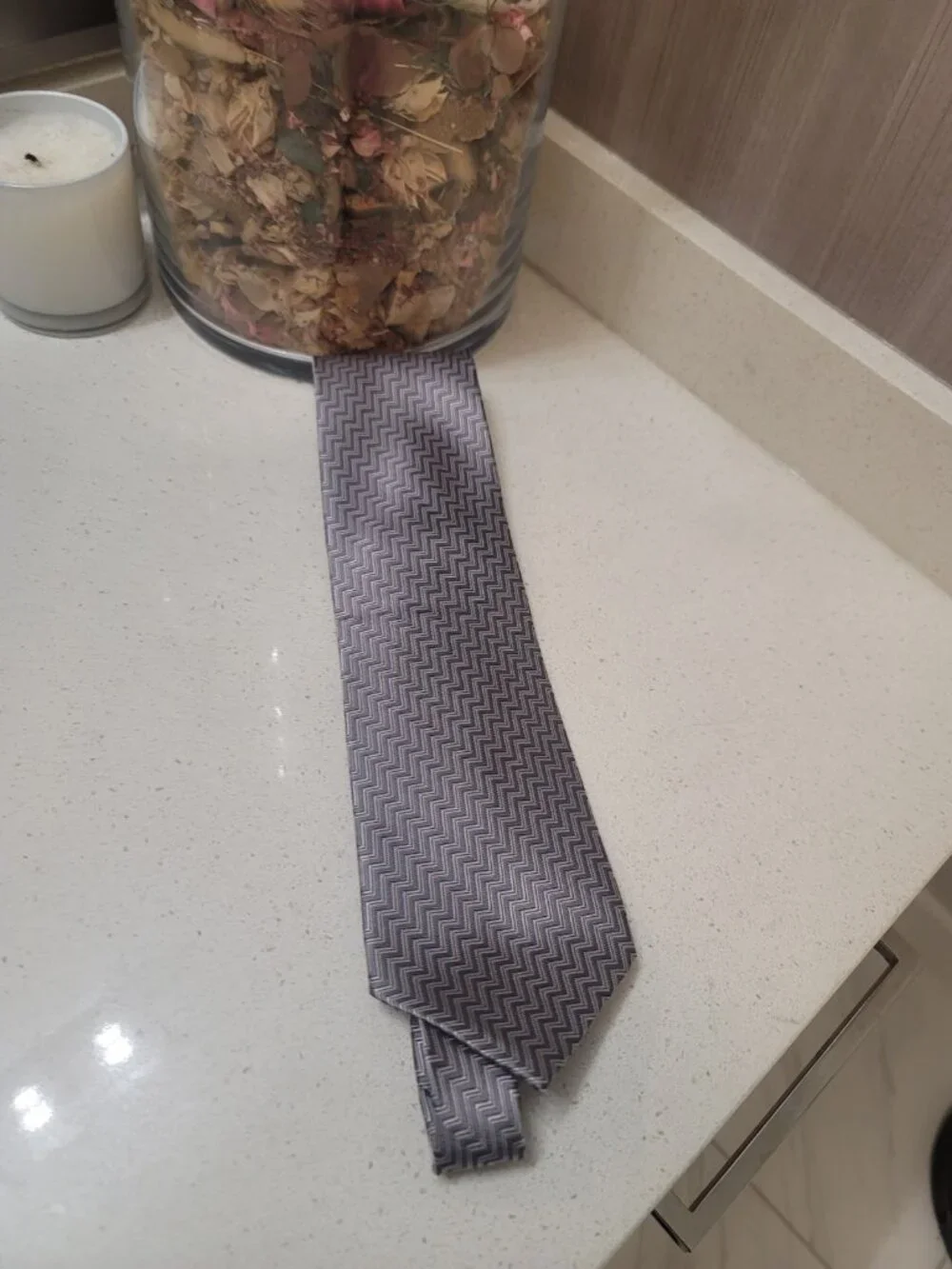 Balenciaga Paris Tie 100% Silk Made In Italy Geometric Gray